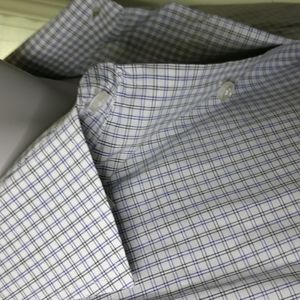 David Martin black and blue plaid cotton shirt. 17.5 x 35